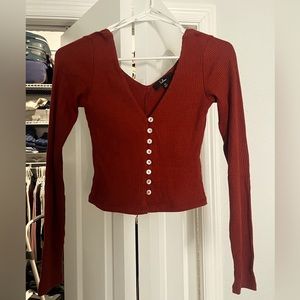 Lulus My Everyday Best Rudy Orange Long Sleeve Button Up Top